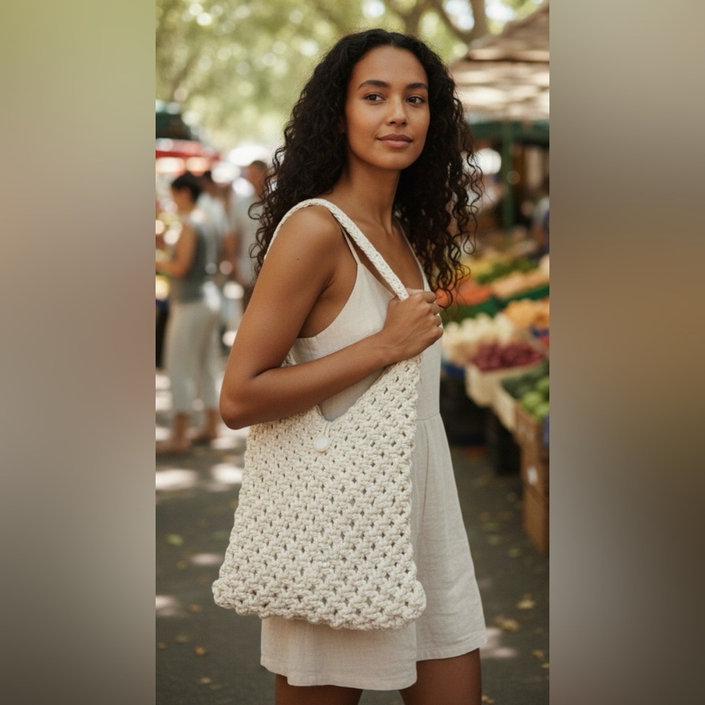 Handmade Macrame Boho Crochet Shoulder Bag